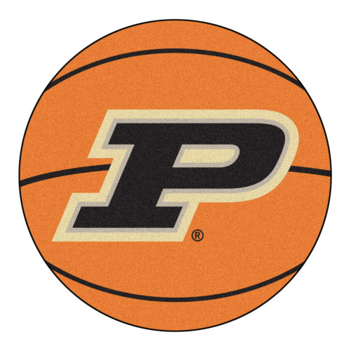 27" Orange and Black NCAA Purdue University Boilermakers Basketball Shape Mat Area Rug - IMAGE 1