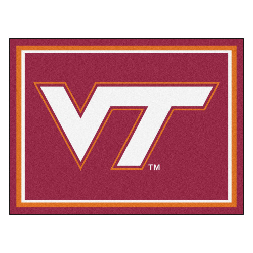 7.25' x 9.75' Orange and White NCAA Virginia Tech Hokies Plush Non-Skid Area Rug - IMAGE 1