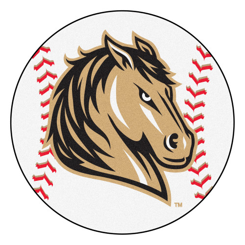 27" White and Brown NCAA Southwest Minnesota State University Mustangs Round Area Rug - IMAGE 1