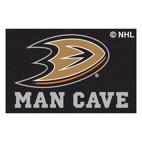 19" x 30" Black and Brown NHL Ducks Man Cave Starter Rectangular Mat Area Rug - IMAGE 1