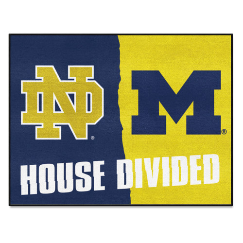 33.75" x 42.5" Multi-colored NCAA House Divided Notre Dame Michigan Area Rug - IMAGE 1