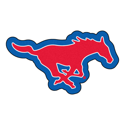 40" x 22.5" Red and Blue NCAA Southern Methodist University Mustangs Mascot Logo Mat - IMAGE 1