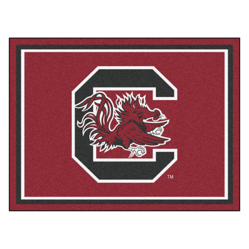 7.25' x 9.75' Black and Red NCAA University of South Carolina Gamecocks Plush Non-Skid Area Rug - IMAGE 1