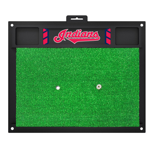 17" x 20" Green and Black MLB Cleveland Indians Golf Hitting Mat - IMAGE 1