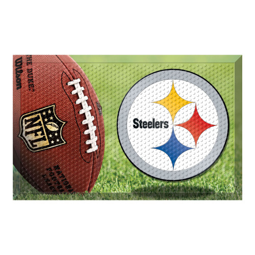 Red and White NFL Pittsburgh Steelers Shoe Scraper Doormat 19" x 30" - IMAGE 1