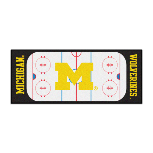 30" x 72" Black and Yellow NCAA University of Michigan Wolverines Rink Mat Area Rug Runner - IMAGE 1