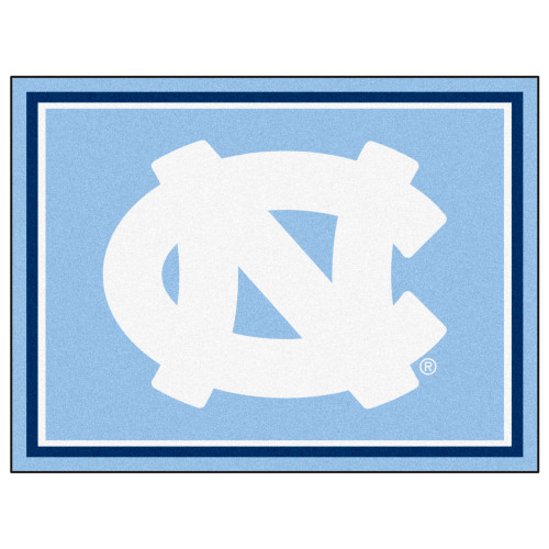 8' x 10' Blue and White NCAA University of North Carolina Plush Non-Skid Area Rug - IMAGE 1
