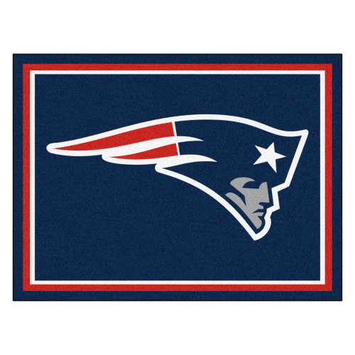 8' x 10' Navy Blue and Red NFL New England Patriots Plush Non-Skid Area Rug - IMAGE 1