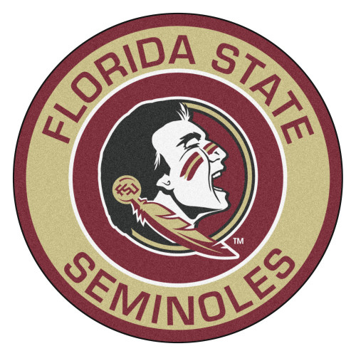27" Brown NCAA Florida State University Seminoles Rounded Non-Skid Mat Area Rug - IMAGE 1
