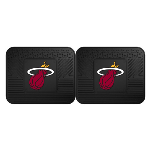 Set of 2 Black NBA Miami Heat Heavy Duty Rear Car Floor Mats 14" x 17" - IMAGE 1