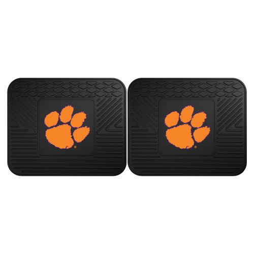 Set of 2 Black and Orange NCAA Clemson University Tigers Heavy Duty Car Floor Mats 14" x 17" - IMAGE 1