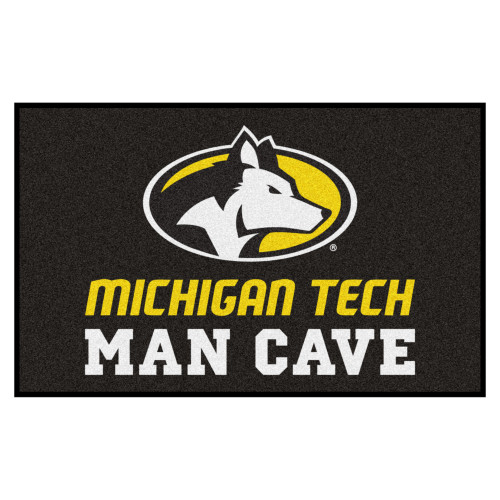 59.5" x 94.5" Black and Yellow NCAA Michigan Tech University Huskies Man Cave Door Mat - IMAGE 1