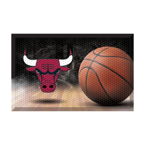 Red and Black NBA Chicago Bulls Shoe Scraper Doormat 19" x 30" - IMAGE 1