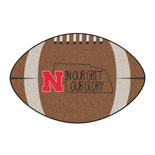 20.5" x 32.5" Brown and Red NCAA University of Nebraska Cornhuskers Blackshirts Football Area Rug - IMAGE 1