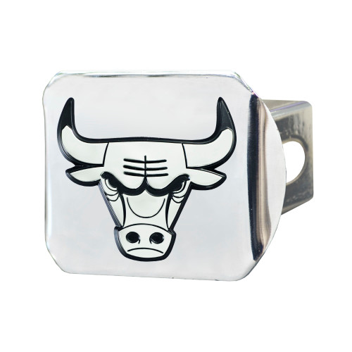 4" x 3.25" Silver and Black NBA Chicago Bulls Hitch Cover Automotive Accessory - IMAGE 1