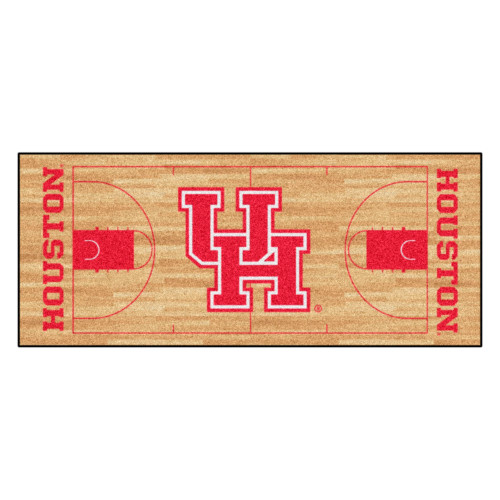 30" x 72" Red and Brown NCAA University of Houston Cougars Basketball Court Mat Area Rug Runner - IMAGE 1