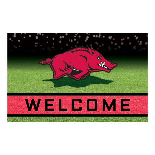 18" x 30" Green and Black Contemporary NCAA Razorbacks Outdoor Door Mat - IMAGE 1