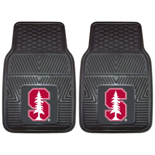 Set of 2 Black and White NCAA Stanford University Cardinal Car Mats 17" x 27" - IMAGE 1