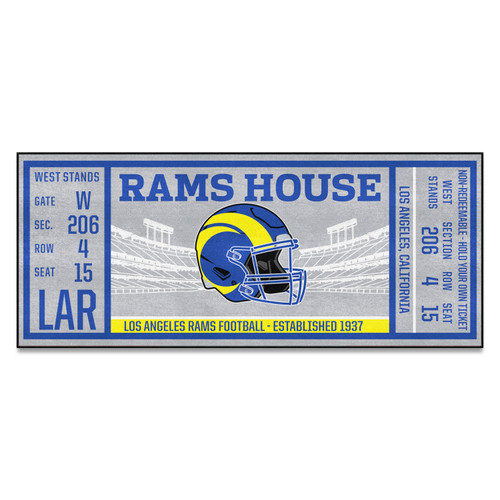 30" x 72" Gray and Blue NFL Los Angeles Rams Ticket Mat Area Rug Runner - IMAGE 1
