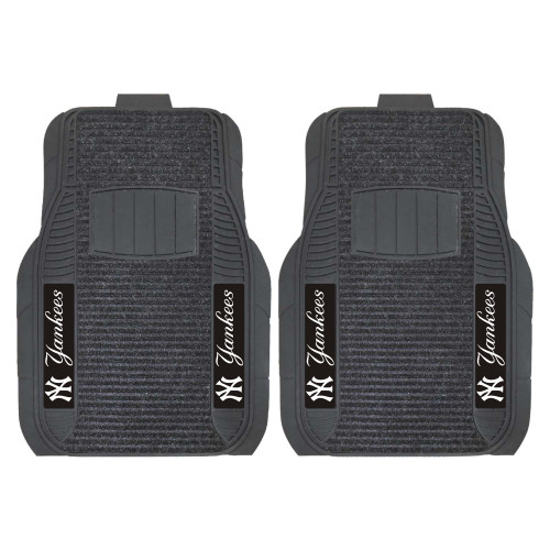 Set of 2 Black and White MLB New York Yankees Deluxe Car Mats 21" x 27" - IMAGE 1