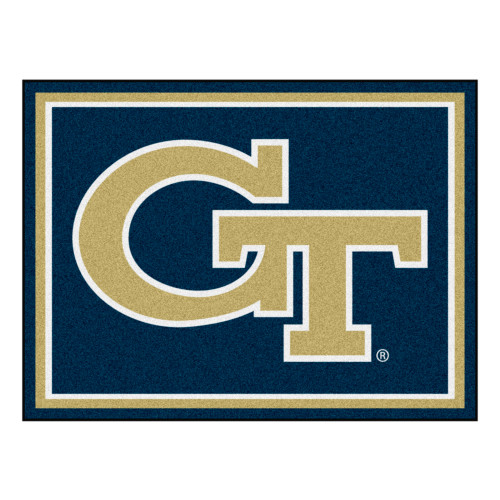 87" x 117" Blue and Gold NCAA Georgia Tech Plush Non-Skid Area Rug - IMAGE 1