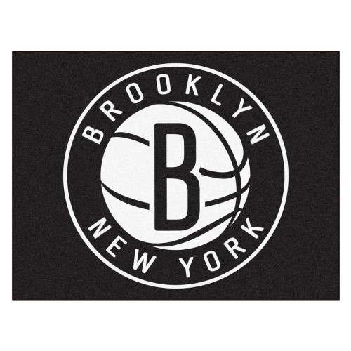 33.75" x 42.5" Black and White NBA Brooklyn Nets Rectangular All-Star Mat Outdoor Area Rug - IMAGE 1