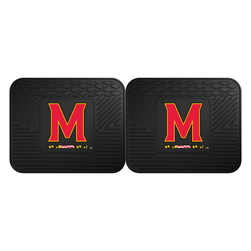 Set of 2 Black and Red NCAA University of Maryland Terps Heavy Duty Rear Car Floor Mats 14" x 17" - IMAGE 1