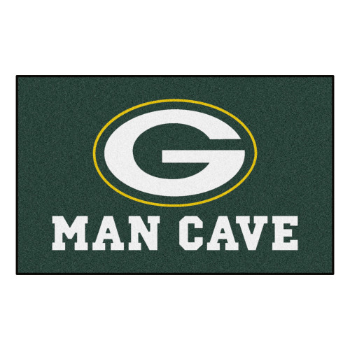 59.5" x 94.5" Green and White NFL Bay Packers "Man Cave" Area Rug - IMAGE 1
