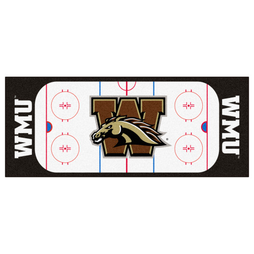 30" x 72" Brown and Red NCAA Western Michigan University Broncos Rink Mat Area Rug Runner - IMAGE 1
