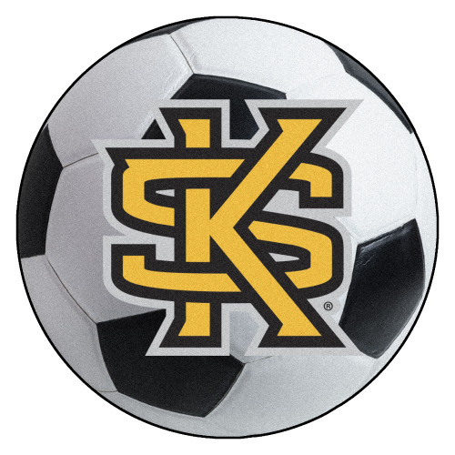 27" White and Black NCAA Kennesaw State University Owls Soccer Ball Door Mat - IMAGE 1