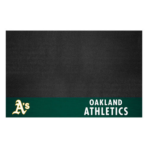 26" x 42" Black and Green MLB Oakland Athletics Grill Mat Tailgate Accessory - IMAGE 1