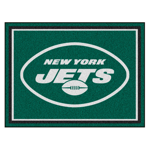 8' x 10' Green and White NFL New York Jets Plush Non-Skid Area Rug - IMAGE 1