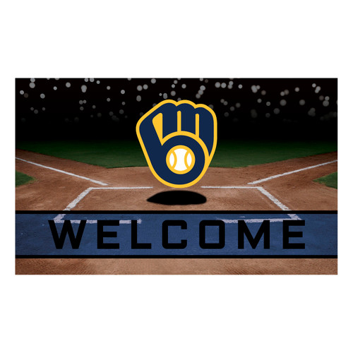 MLB Milwaukee Brewers Heavy Duty Crumb Rubber Door Mat - IMAGE 1