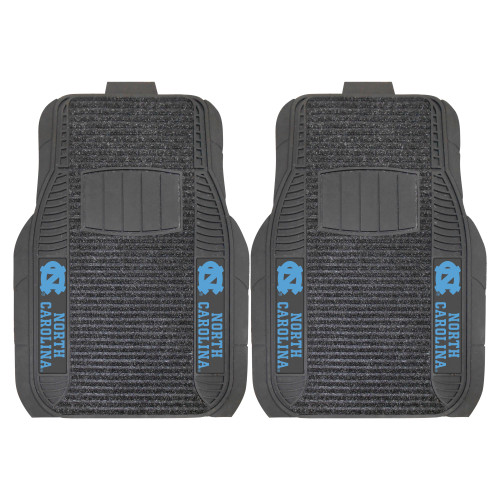 Set of 2 Black and Blue NCAA North Carolina Tar Heels Deluxe Car Mats 21" x 27" - IMAGE 1