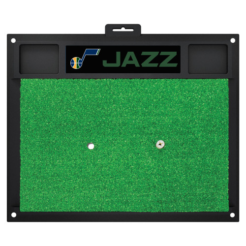 20" x 17" Black and Green NBA Utah "Jazz" Hitting Mat Golf Practice Accessory - IMAGE 1