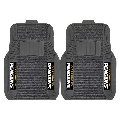 Set of 2 Black and White NHL Pittsburgh Penguins Deluxe Car Mats 21" x 27" - IMAGE 1