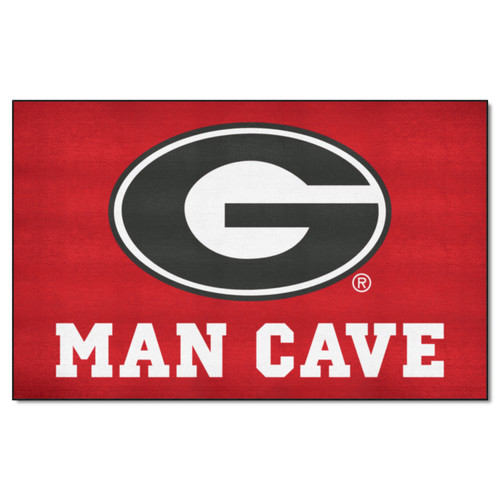 4.9' x 7.8' Red and Black NCAA University of Georgia Bulldogs Man Cave Rectangular Area Rug - IMAGE 1