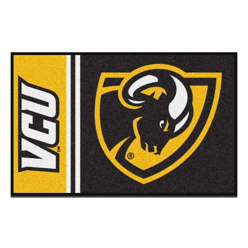 19" x 30" Black and Yellow NCAA Virginia Commonwealth University Rams Starter Mat - IMAGE 1