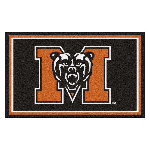 3.6' x 5.9' Orange and Black NCAA Mercer University the Thundering Herd Plush Area Rug - IMAGE 1