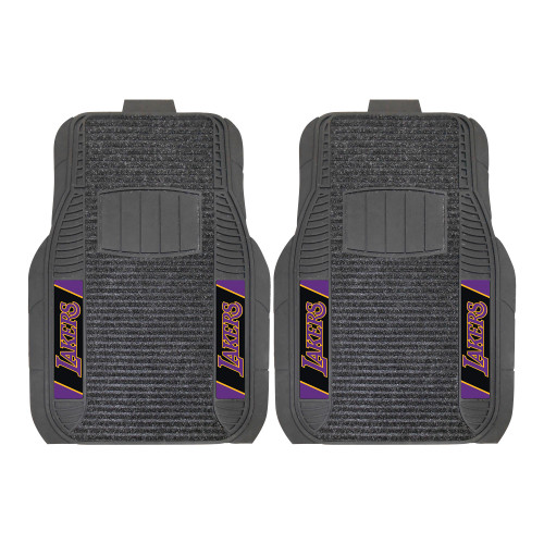 Set of 2 Black and Purple NBA Los Angeles Lakers Deluxe Car Mats 21" x 27" - IMAGE 1