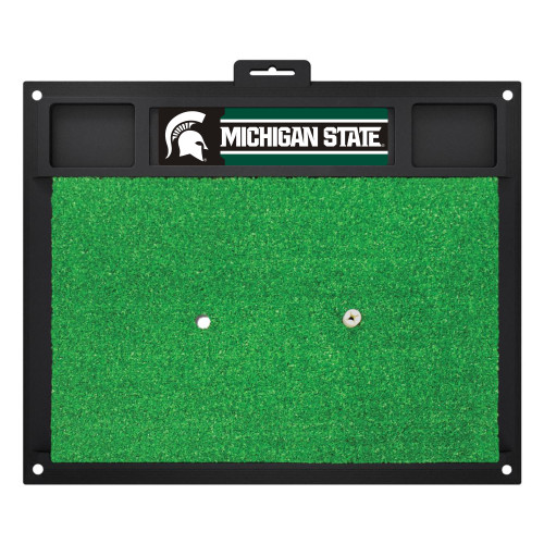 20" x 17" Black and Green NCAA "Michigan State" Spartans Golf Hitting Mat Practice Accessory - IMAGE 1
