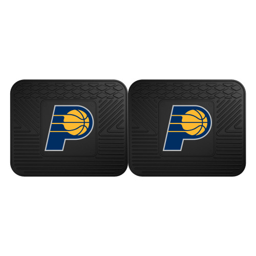 Set of 2 Black NBA Indiana Pacers Heavy Duty Rear Car Floor Mats 14" x 17" - IMAGE 1