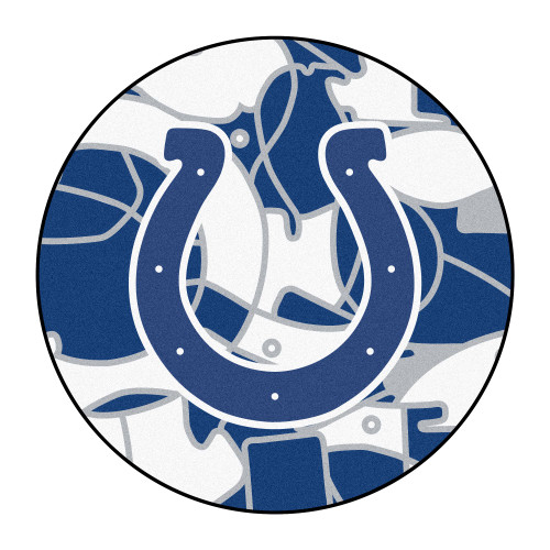 27" Blue and White NFL Indianapolis Colts X-Fit Round Mat - IMAGE 1