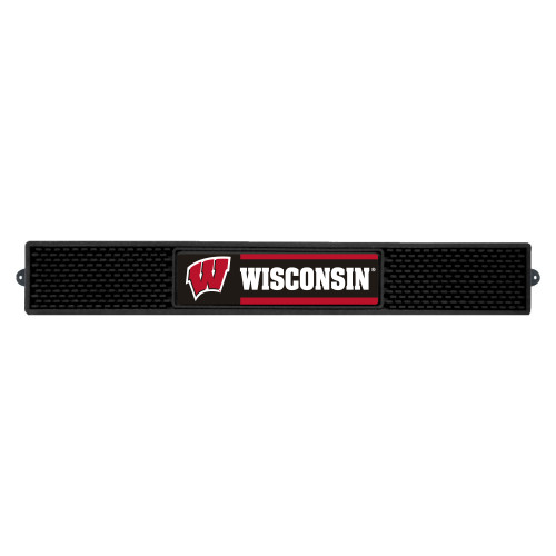 3.25" x 24" Black and White NCAA University of Wisconsin Badgers Drink Mat - IMAGE 1