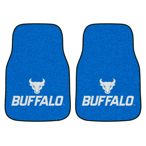 Set of 2 Blue and White NCAA State University of New York at Buffalo Car Mats 17" x 27" - IMAGE 1