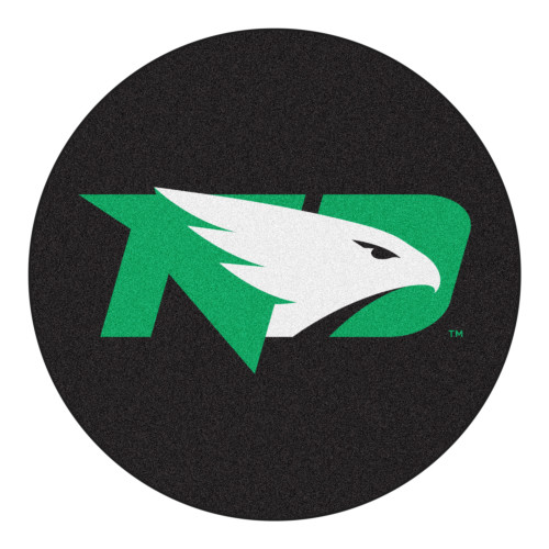 27" Black and Green NCAA University of North Dakota Fighting Hawks Puck Door Mat - IMAGE 1
