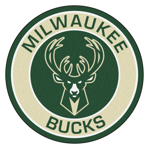 27" Green and Beige NBA Milwaukee Bucks Rounded Door Mat - IMAGE 1