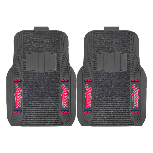 Set of 2 Black and Pink MLB Cleveland Indians Front Car Mats 21" x 27" - IMAGE 1