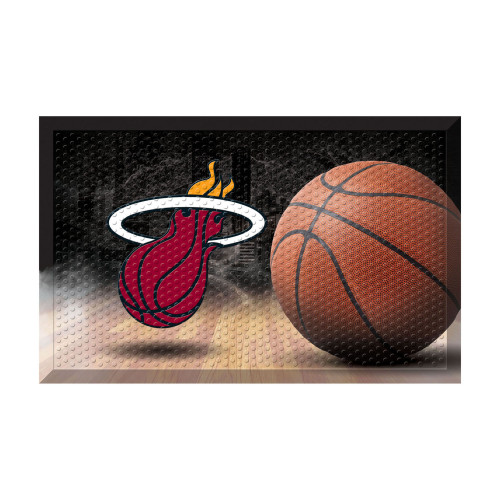 19" x 30" Brown and Black NBA Miami Heat Shoe Scraper Doormat - IMAGE 1