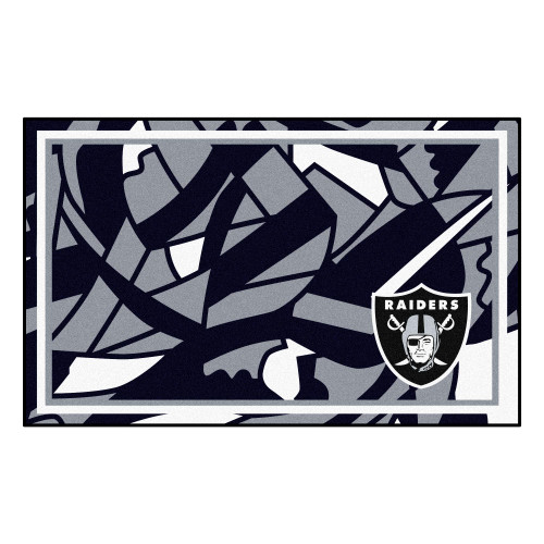 3.6' x 5.9' Black and Silver NFL Oakland Raiders Ultra Plush Rectangular Area Rug - IMAGE 1